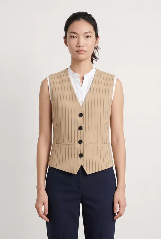 Gilet Beige à Rayures Noires - Taille M/38