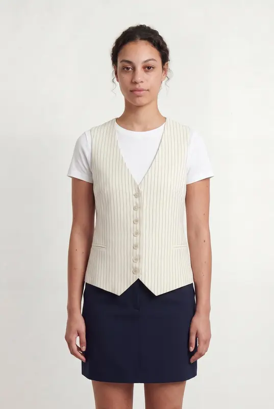 Gilet Beige à Rayures - Taille L/40
