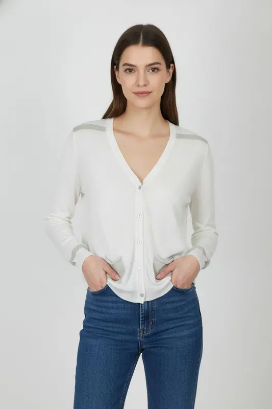 Gilet Blanc et Beige - Taille M/38