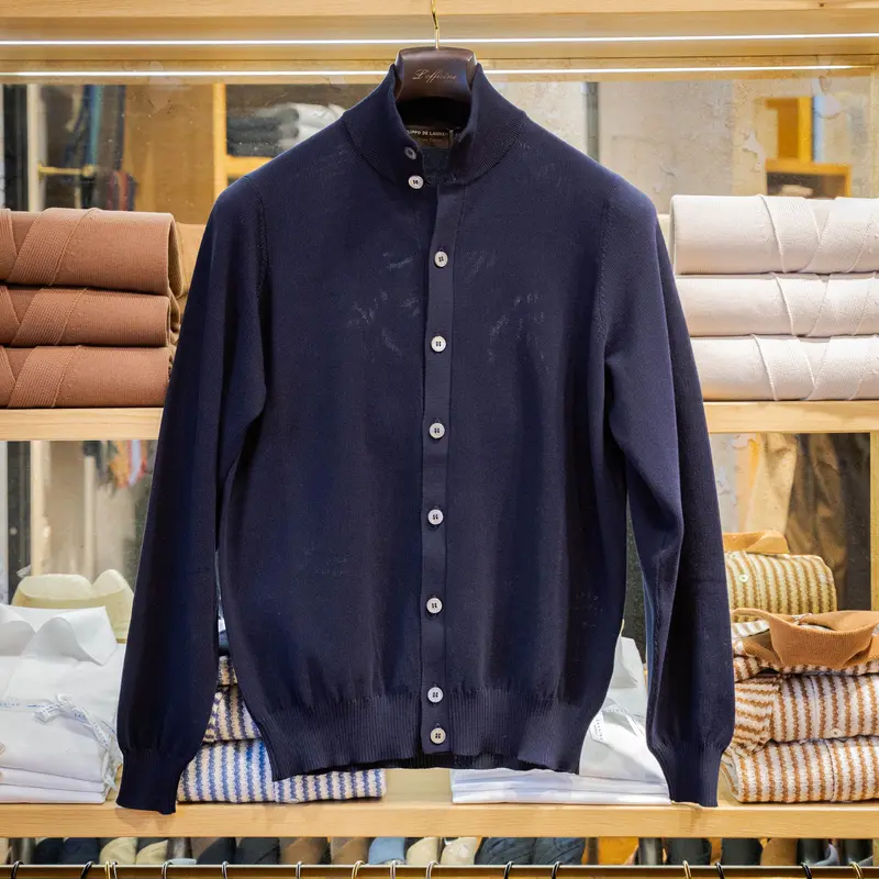 Gilet bleu marine en crêpe de coton