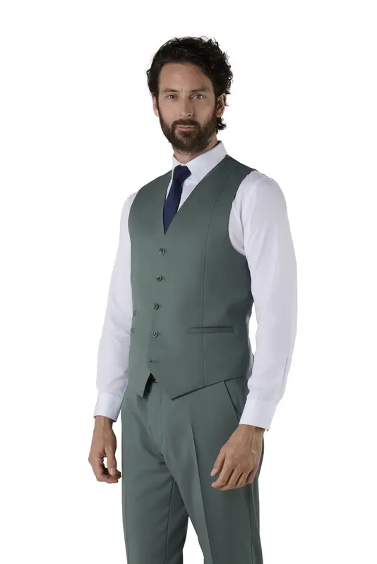 Gilet en laine tissu Vitale Barberis - VERT FONCÉ