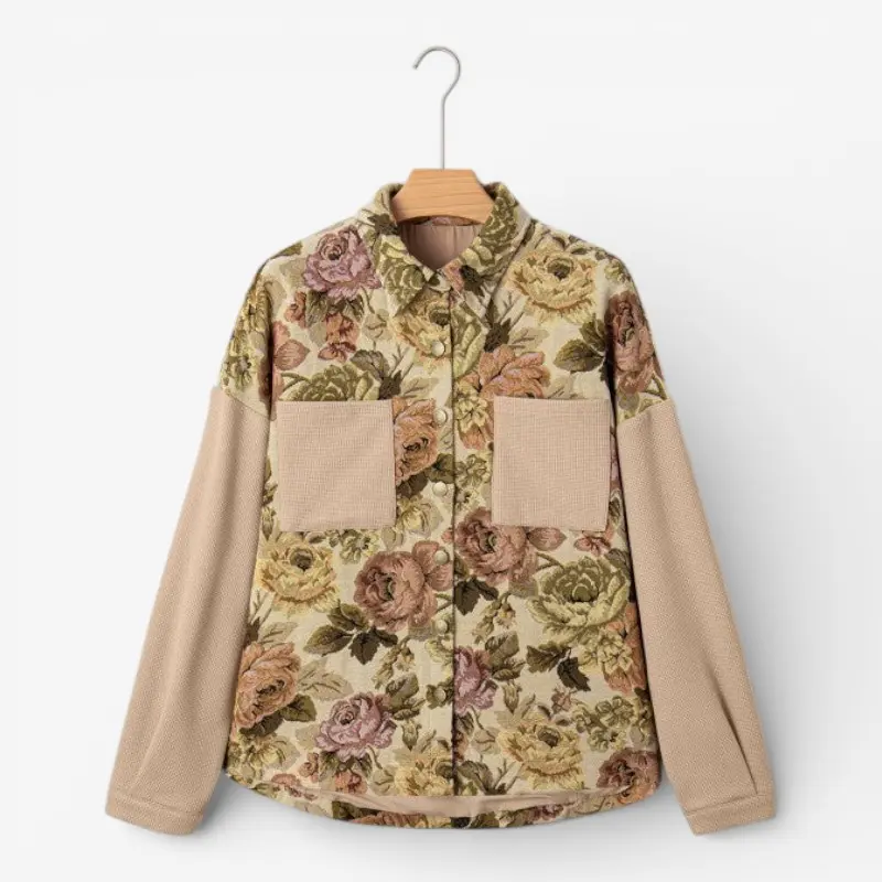 Gilet Gabriella à manches longues fleuri avec poches