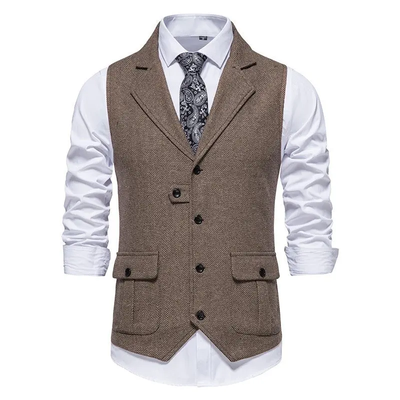 Gilet homme en tissu tissé, style vintage formel