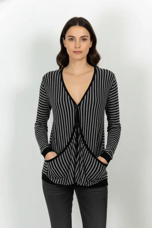 Gilet Long Gris et Noir - Taille S/36
