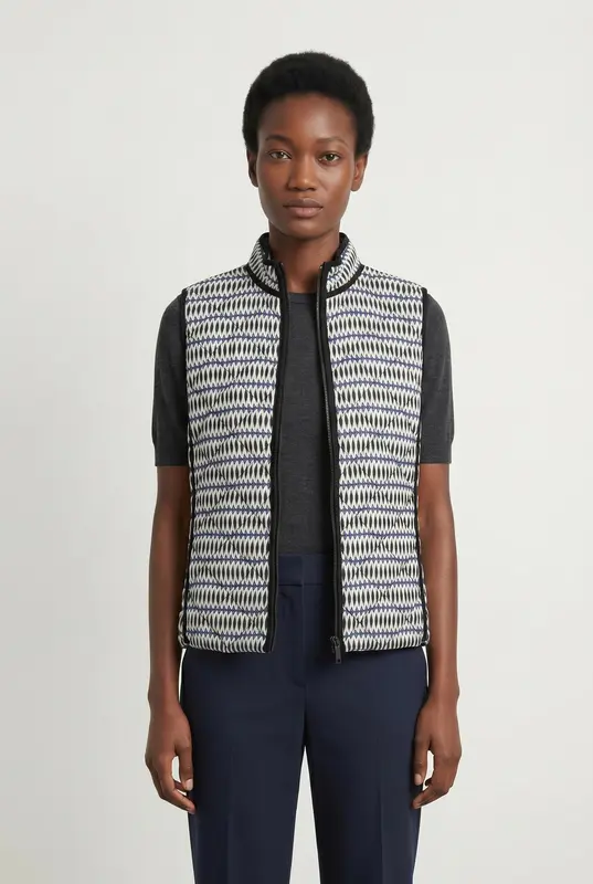 Gilet Sans Manches Blanc et Bleu - Taille M/38