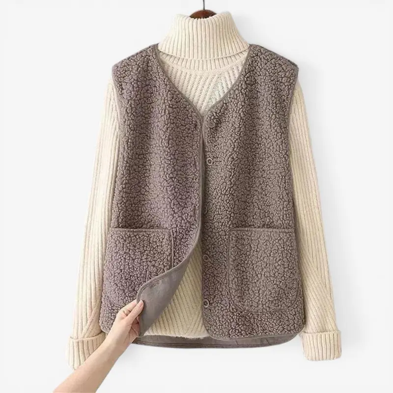 Gilet Sans Manches Boutonné avec Poches