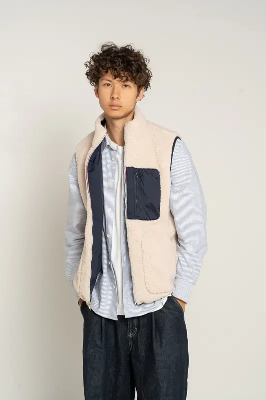 Gilet sans manches réversible fourré