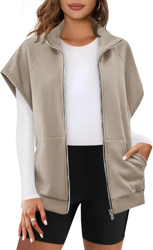 Gilet sans manches zippé femme avec poches
