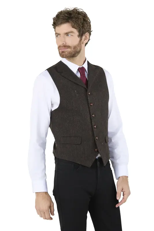 Gilet tissu Lanificio Campore - MARRON