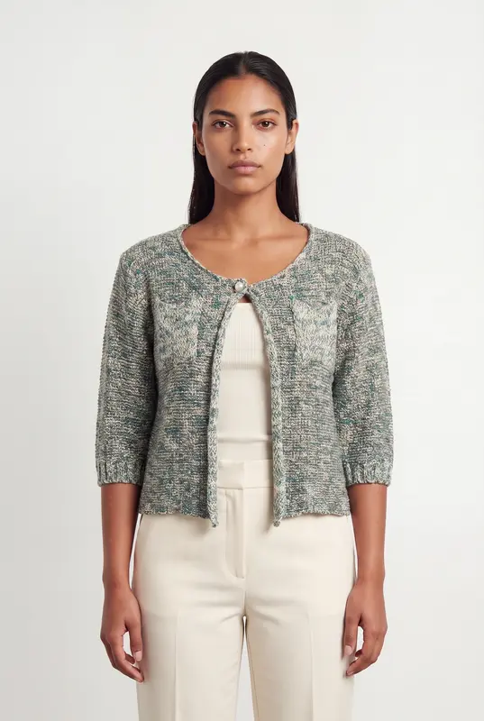 Gilet Vert et Beige - Taille L/40