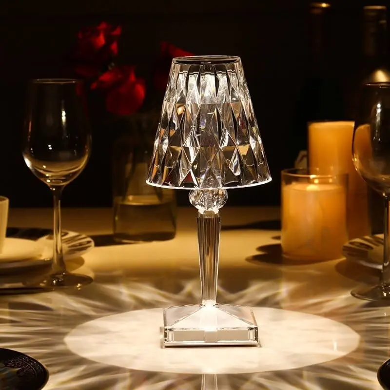 GlimmerLux - Lampe de table en cristal tactile avec variateur 3 niveaux