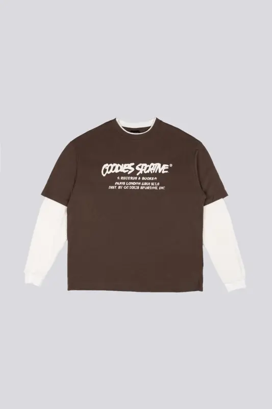 Goodies Sportive Records Long Sleeve Brown Ecru