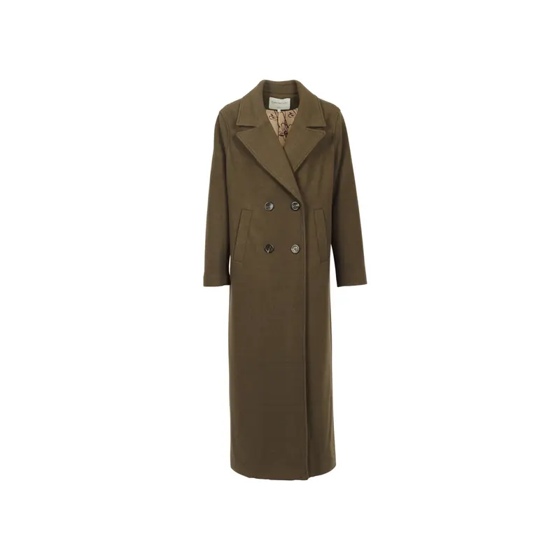 GRACE (REF. 65358) KAKI FONCE- MANTEAU EN LAINE MELANGE