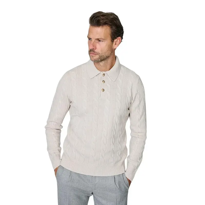 Gran Sasso Hommes polo manches longues homme beige