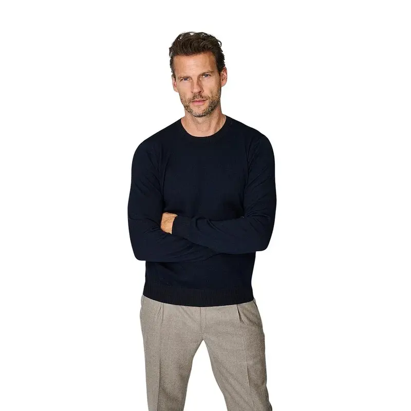 Gran Sasso Hommes pull à col roulé col rond homme bleu marine