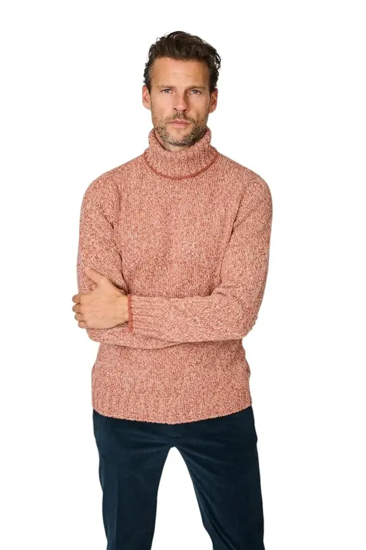 Gran Sasso Hommes pull à col roulé col roulé homme couleur rouille
