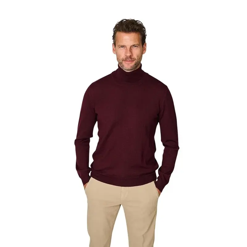 Gran Sasso Hommes pull à col roulé col roulé pour homme, bordeaux