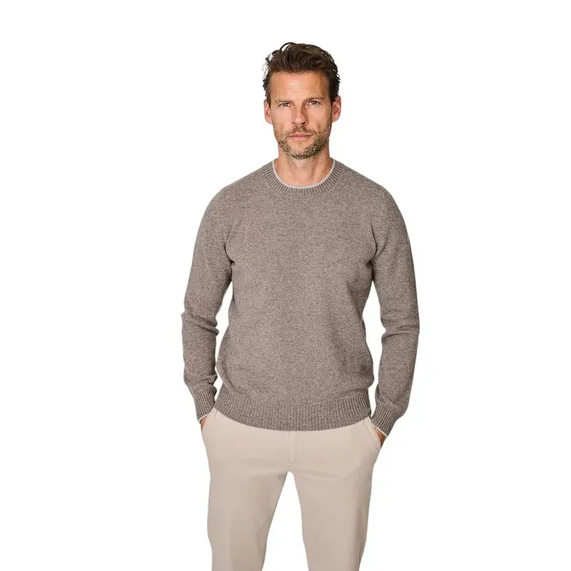 Gran Sasso Hommes pull à enfiler col rond homme taupe