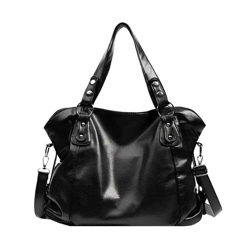 Grand sac Camille en cuir PU noir