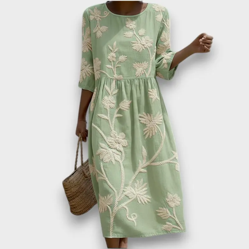 Gwen - Élégante Robe Midi Brodée