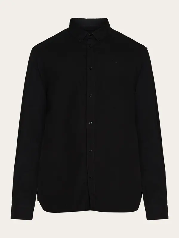 Harald Small Owl Oxford Regular Fit Shirt - GOTS/Vegan - Black Jet