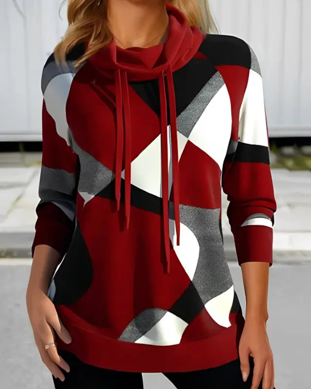 Haut élégant à blocs de couleurs avec manches raglan