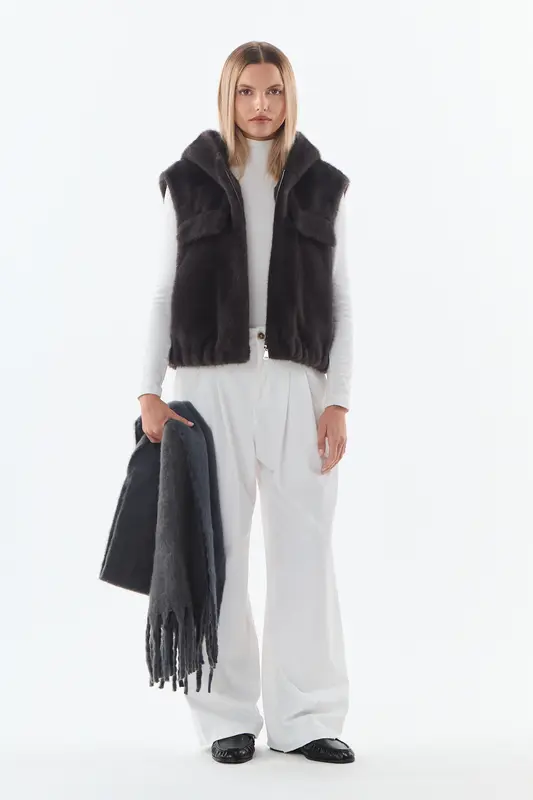 HAZEL - Gilet sans manches en fausse fourrure