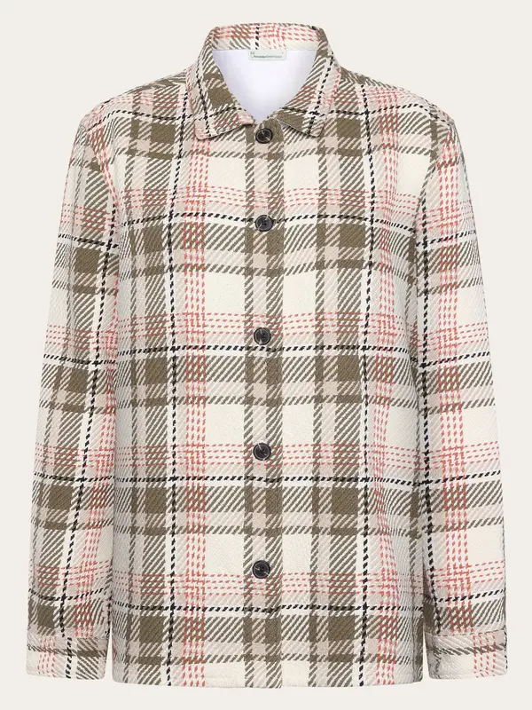 Heavy flannel checked overshirt - GOTS/Vegan - Creme check