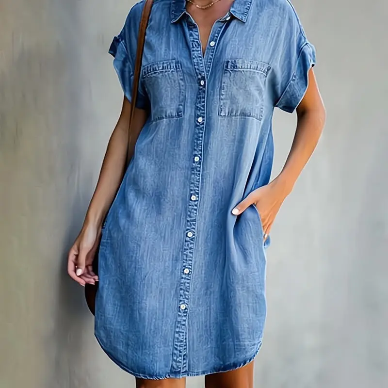 Helen - Robe Chemise en Denim