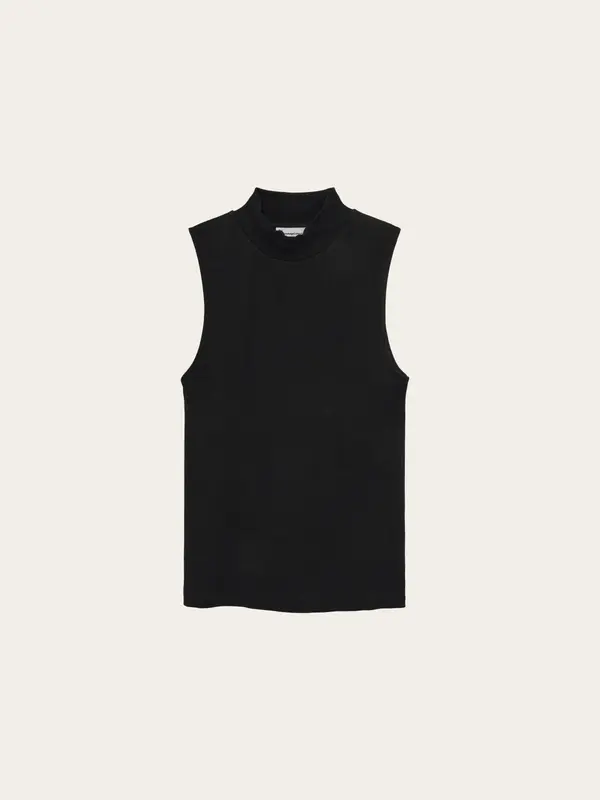 High neck rib top - Black Jet