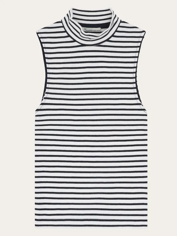 High neck rib top - Navy