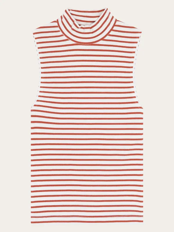 High neck rib top - Orange