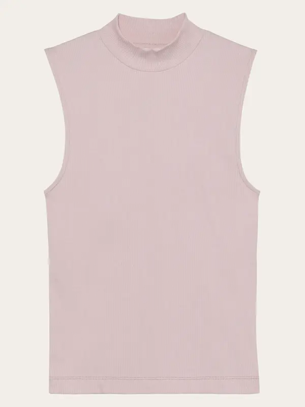 High neck rib top - Pale Lilac