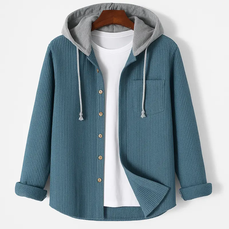 Hoodie homme Dante en velours côtelé, capuche réglable