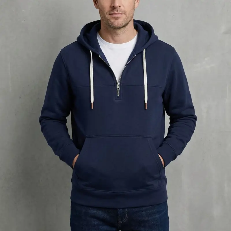 Hoodie homme Ravelle à demi-zip, molleton doux toutes saisons