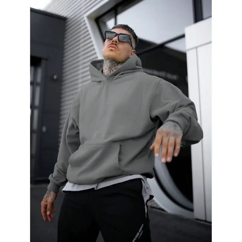 Hoodie Tim homme uni, coupe ample et coton confortable