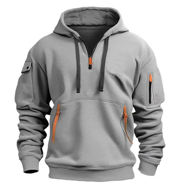 Hoodie zippé homme en coton mélangé, basique du quotidien