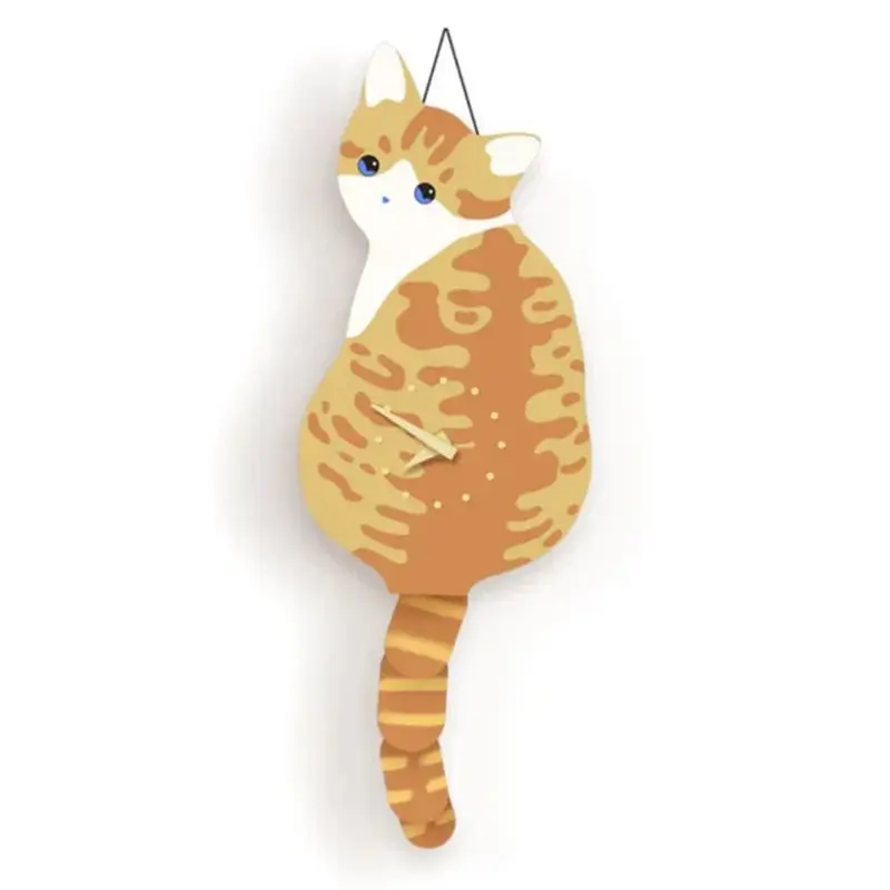 Horloge murale chat silencieuse avec queue animée