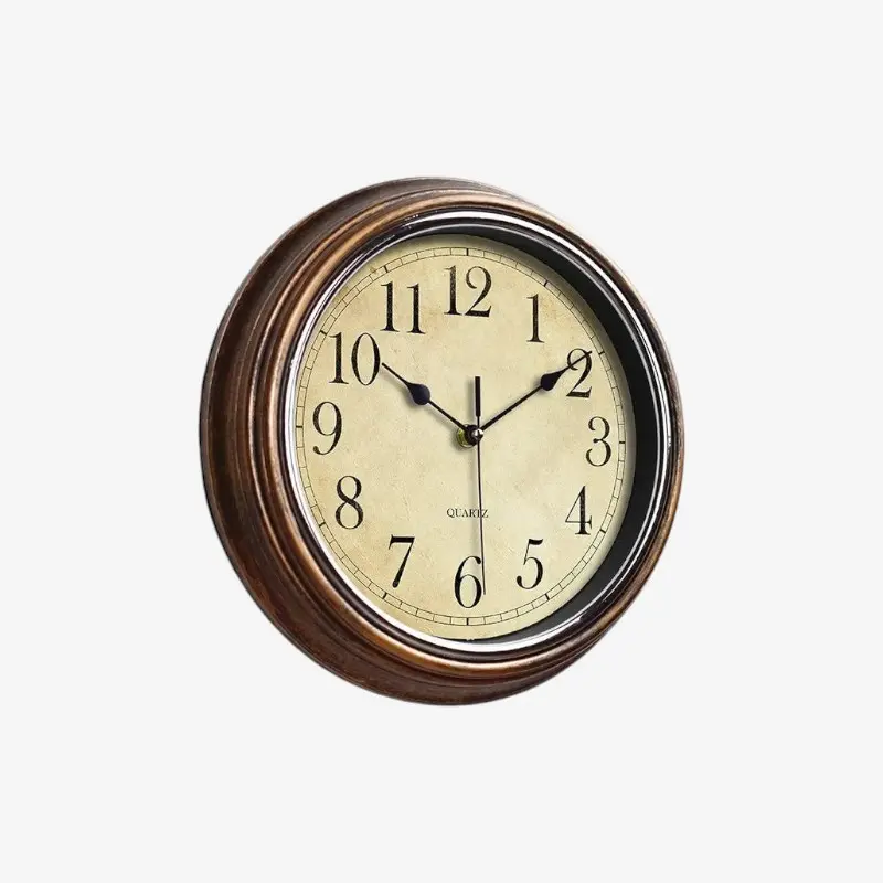 Horloge murale ronde en bois à suspendre