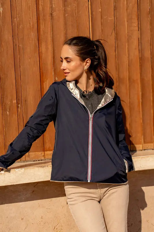 Imperméable réversible court