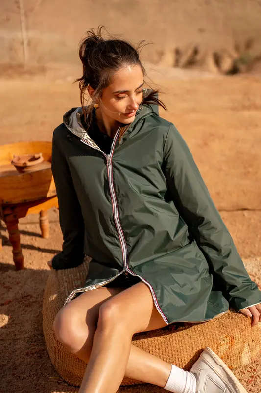 Imperméable réversible long mi-saison