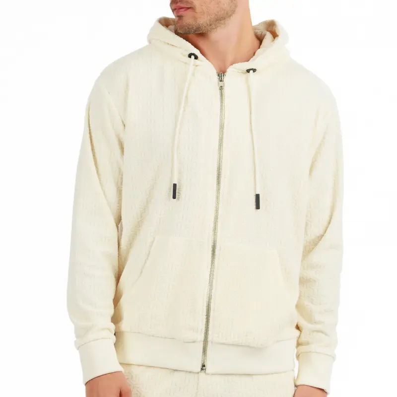JACQUARD PARIS ECRU | Towelling Hoodie