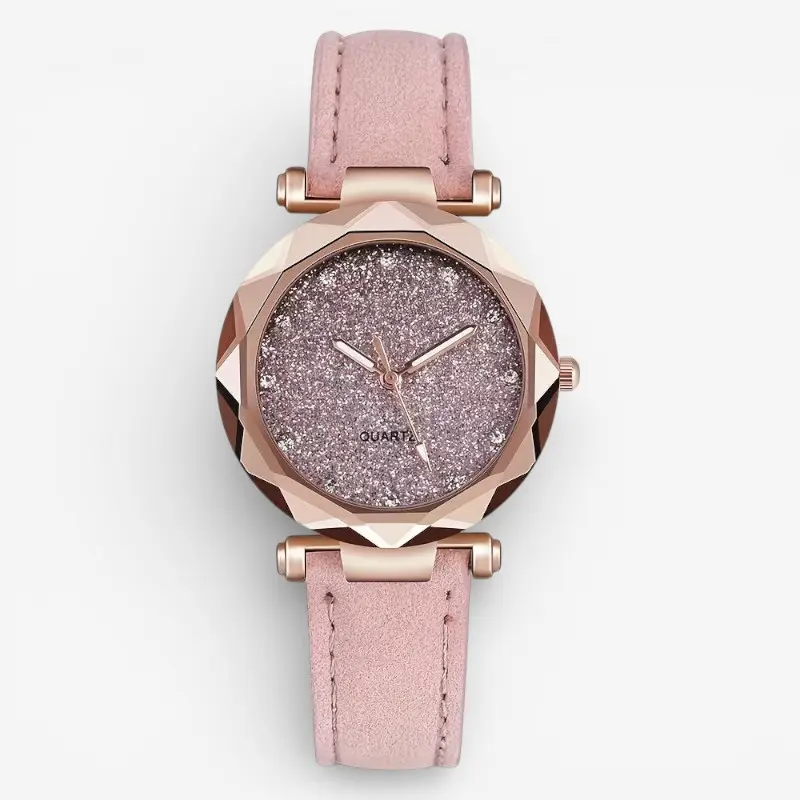 Jasmine – Montre à bracelet en cuir ornée d'un diamant étoile