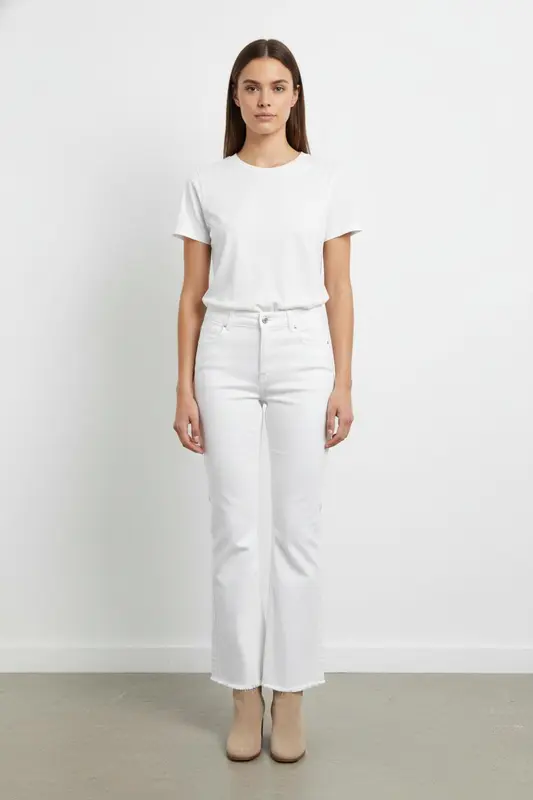 Jean Évasé Blanc - Taille S/36
