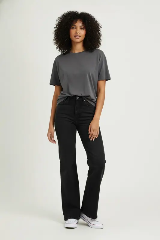 Jean Évasé Noir - Taille XS/34
