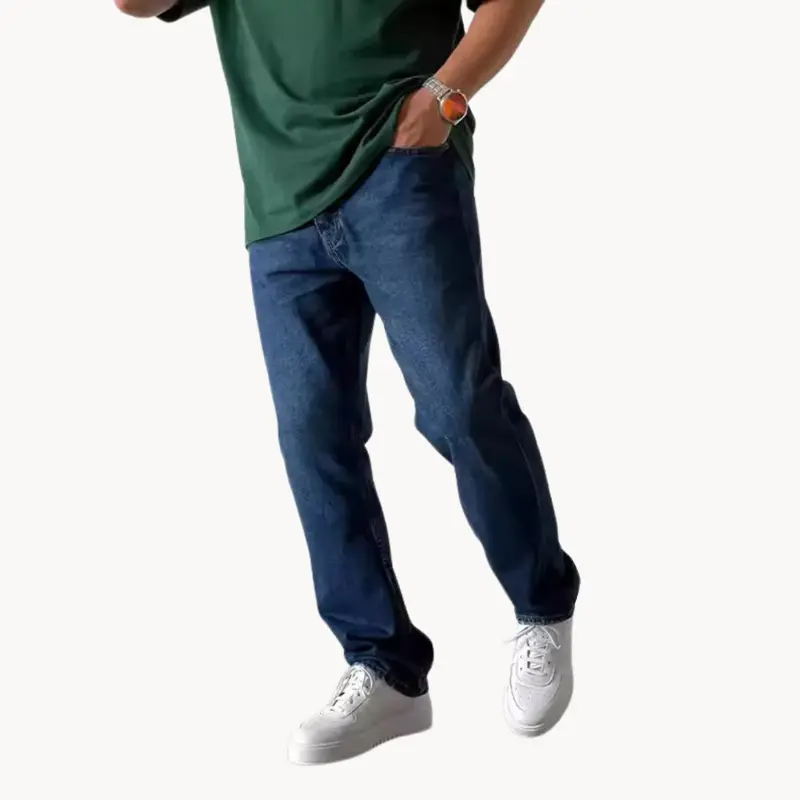 Jean homme coupe droite délavage clair, denim cinq poches