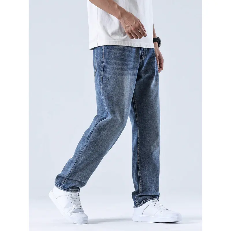 Jean homme délavé à jambes droites, coupe classique