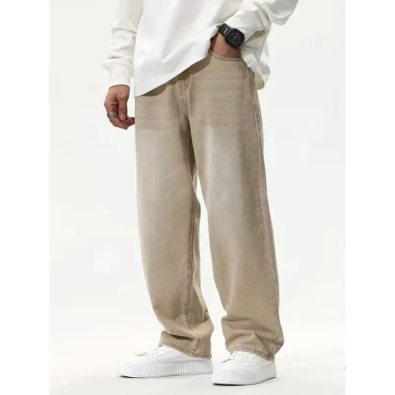 Jean large homme coupe loose, denim beige clair d'été
