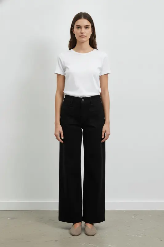 Jean Large Noir - Taille S/36