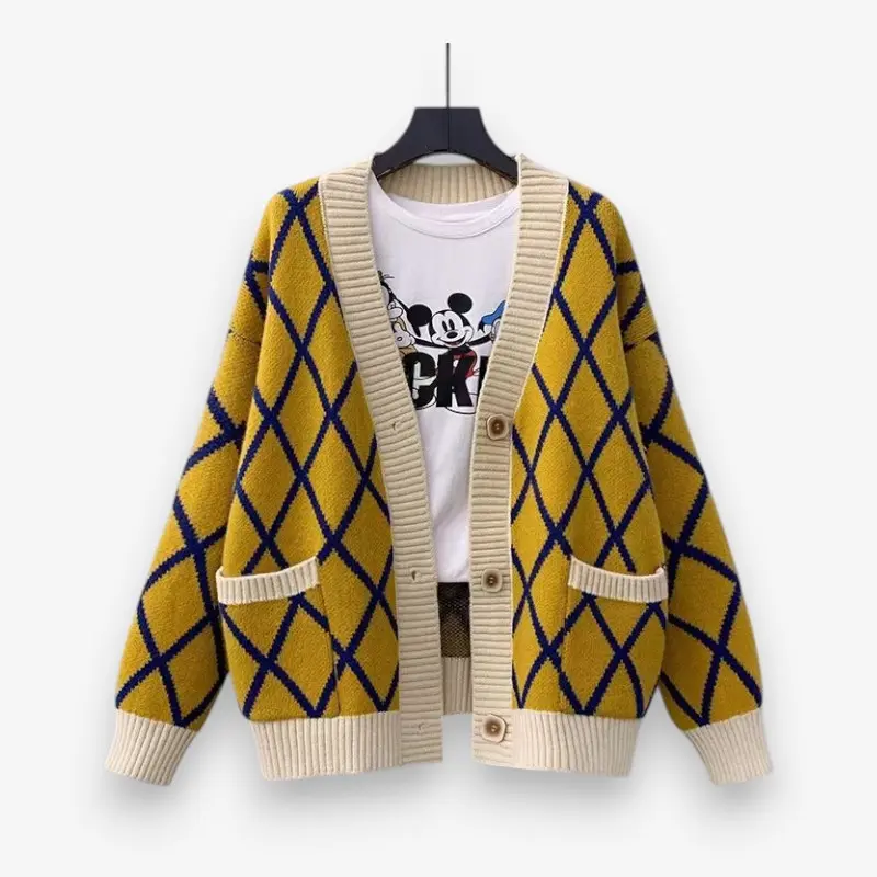 Jennifer – Gilet à carreaux boutonné avec poches